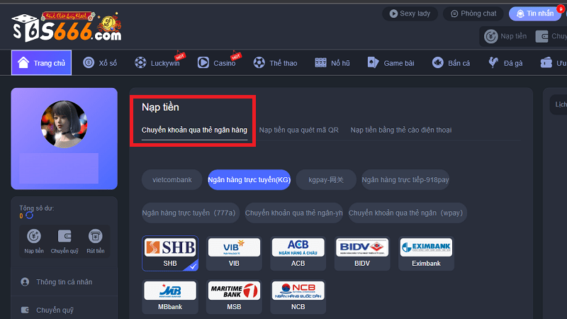 Nạp tiền S666 bằng ngân hàng địa phương